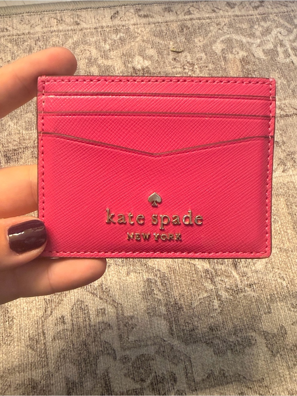 kate spade Pink Slim Card Holder with Gold Logo